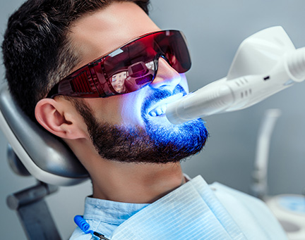 man having teeth whitened