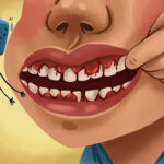 man with bleeding gums, a sign of gum disease or periodontal disease that can be linked to heart health